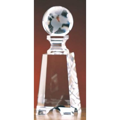 Globe Gate Tower Optic Crystal Award (2½"x7")