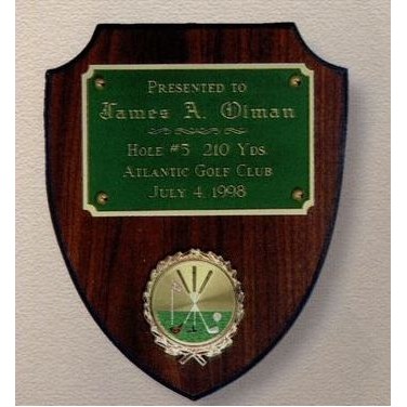 Simulated Walnut Arrowhead Shield Plaque (8"x10")