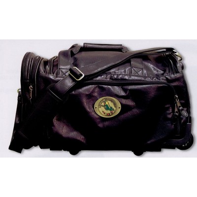 Leatherette Sport Locker Bag on Wheels w/ 2" Medallion