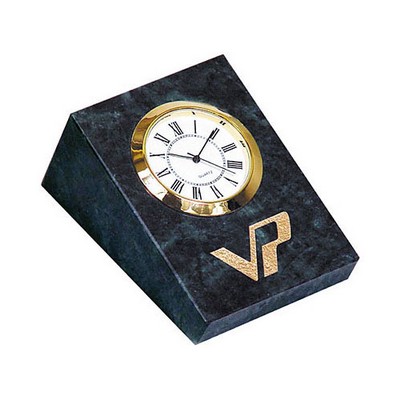 3" Wedge Shaped Marble Desk Clock