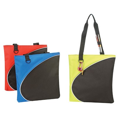 Stylish Poly Tote Bag w/Pen Holder Strap 13"x14x1"