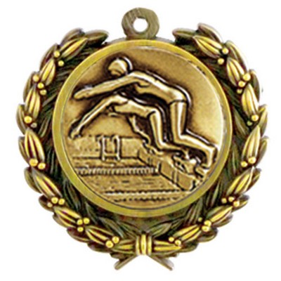 Stock Swimming Female Medal w/ Wreath Edge (1 1/4" )