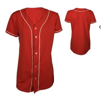 Women's Double Knit Pro Style Full Button Jersey Shirt w/ Soutache