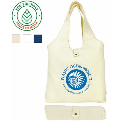 7 oz Cotton Canvas Tote Bag - Eco Friendly Fold & Snap Sling Tote 18 x 15 x 4