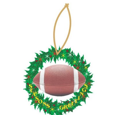 Football Promotional Wreath Ornament w/ Black Back (3 Square Inch)