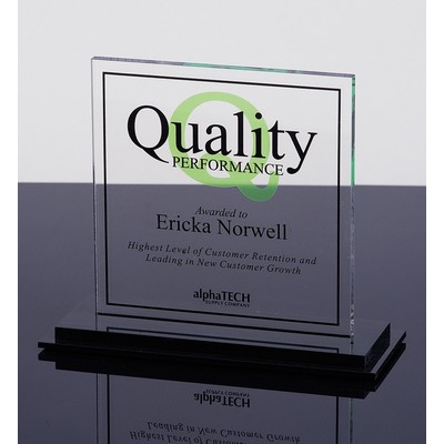 SNAP: Custom Acrylic Shaped Desk Award w/Square Acrylic Riser