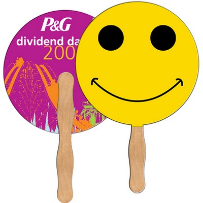 Smiley Face Hand Fan Full Color (2 Sides)