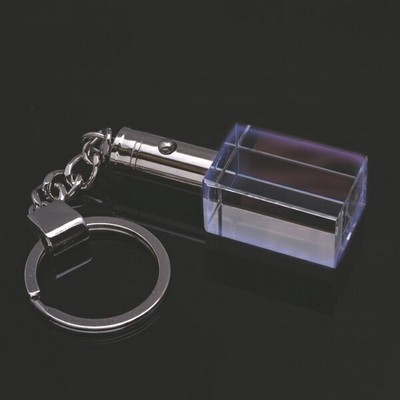 LED Crystal Key Chain w/ Rectangle Fob