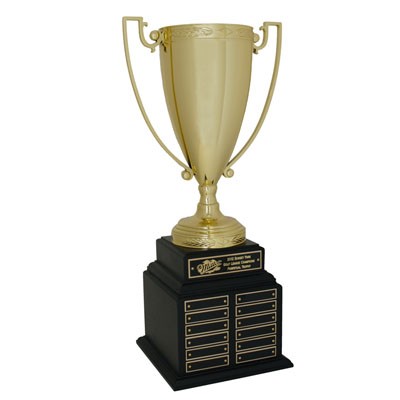 20½" Perpetual Trophy w/13" Gold Cup on Black Base