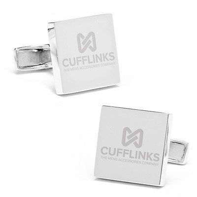 Sterling Silver Infinity Edge Square Engravable Cufflinks