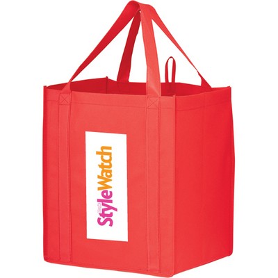 Heavy Duty Grocery Bag w/ Poly Board Insert & 4 Color Process (13"x10"x15")