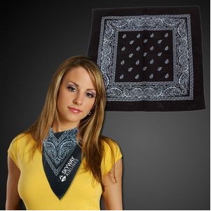 22" Silk Screened Black Cotton Bandana