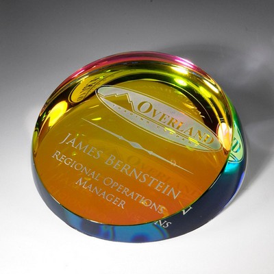 4-1/4" Rainbow colored corona paperweight