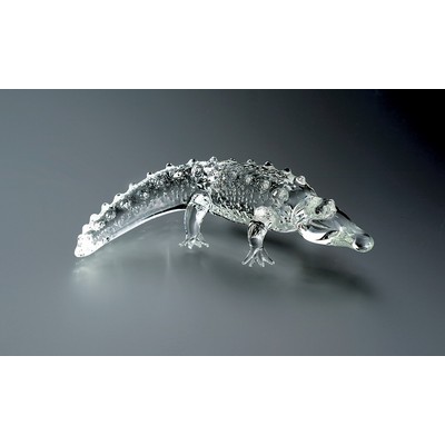 Hand Blown Crystal Alligator Figurine