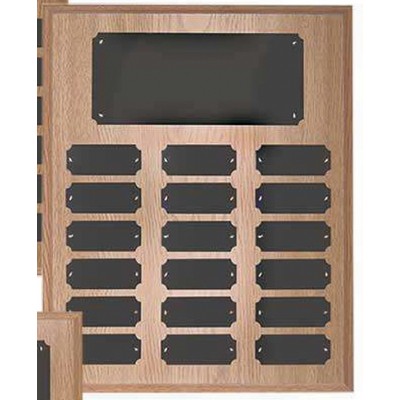 Oak Finish Perpetual Plaque w/18 Plates (10½"x13")