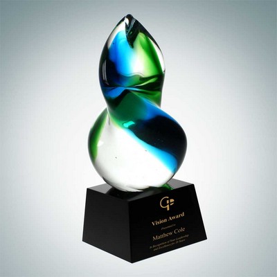 Art Glass Blue Union Optical Crystal Award