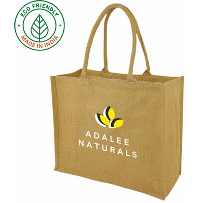 Brown Jute Bag - Eco Friendly Farmers Market Jute Tote 16 x 14 x 7