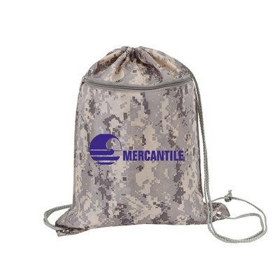 Digital Camo Drawstring Backpack Tote Bag