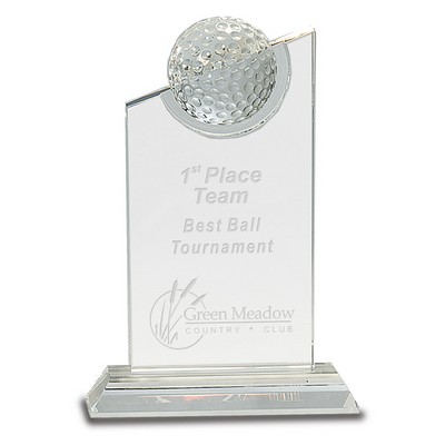 Crystal Peak Top Award w/Sculpted Golf Ball Inset