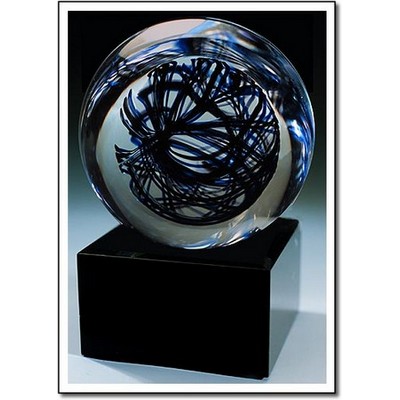 Open Weave Art Glass Sculpture w/ Marble Base