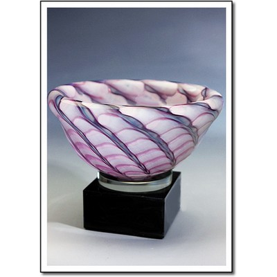 Cane Art Glass Bowl w/ Marble Base (6.5"x5.25")