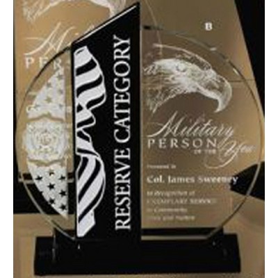 8" Black Accent Circular Clear Crystal Award