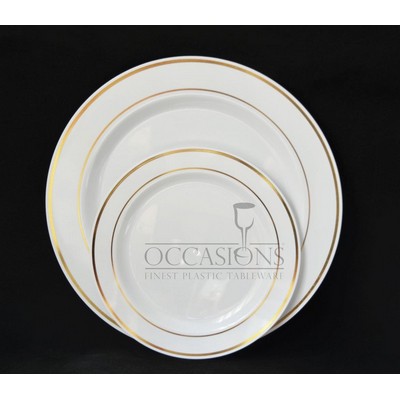 9" White/Gold Round Dinner/Luncheon Plate