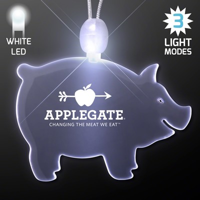 Acrylic Pig Shape Necklace w/White LED - Domestic Print