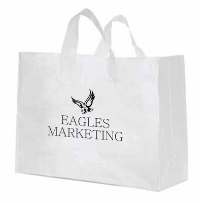 Natural Frosted Plastic Soft Loop Shopping Bag 1C1S (16"x6"x12.5")