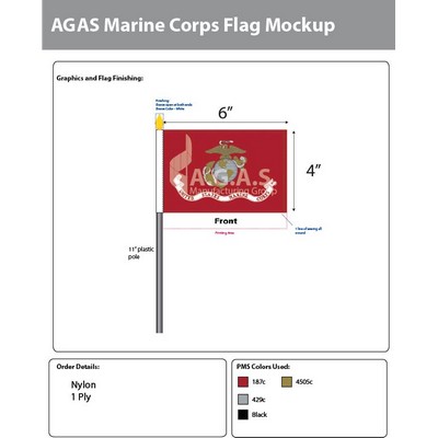 Marine Corps Stick Flags 4x6 inch