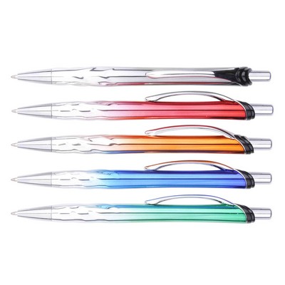 Gradient Barrel Ballpoint Pen w/ Shiny Chromed Trim