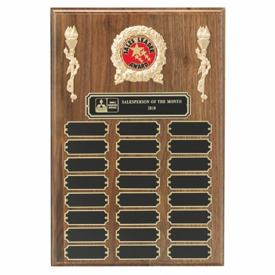 Multiple Plate Genuine Walnut Plaque, Takes 2" Medallion Insert (9"x12")