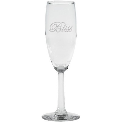 6 Oz. Napa Valley Flute Optic Stem Glass - Etched