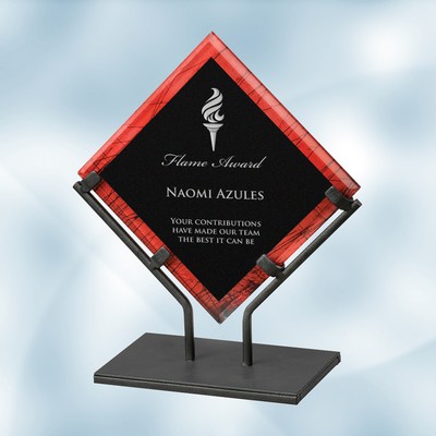 Red Galaxy Acrylic Plaque Award w/Iron Stand (Small)