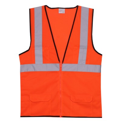 Orange Mesh Zipper Safety Vest (Small/Medium)