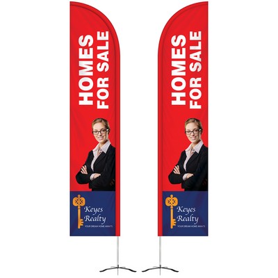 10' Double Sided Half Drop Banner w/ Premium Hardware & Cross Base