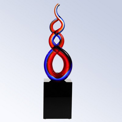 Patriotic Double Helix Art Glass Award 12"H