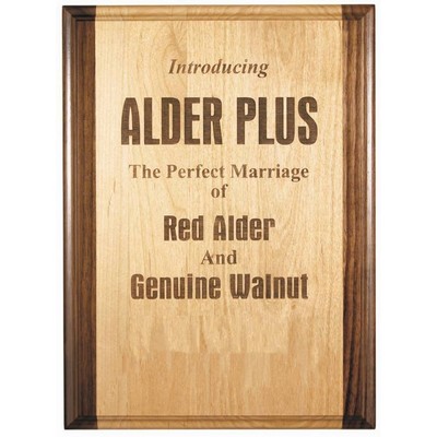 Genuine Red Alder & Genuine Walnut 8" x 10" Plaque - Laser Engraved