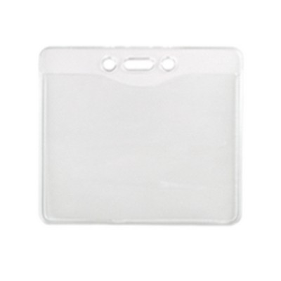 Clear Vinyl Badge Holder - Horizontal Top Load - All Weather W/ Slot /Chain Holes (3.63"x2.75")