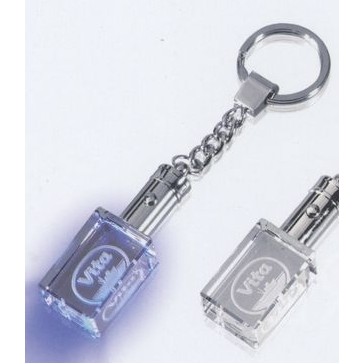 Light Up Optical Crystal Block Keychain