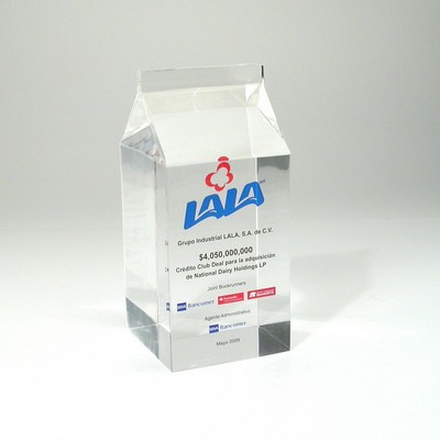 Milk Carton Lucite® Embedment Award (2 3/4" x 2 3/4" x 6")