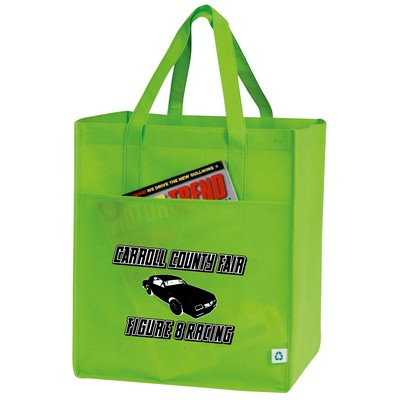 90 GSM Non-Woven Reusable Tote Bag w/ Handles,Drop-in Board