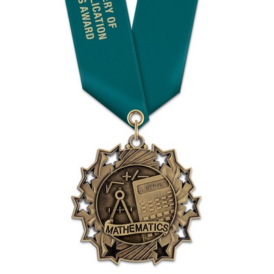 2 1/4" Math TS Medal w/ Satin Neck Ribbon