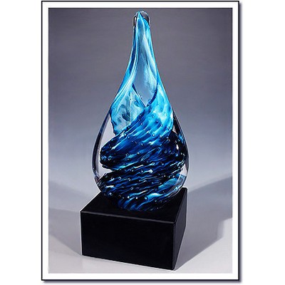 Blue Ice Glacier Art Glass Sculpture w/o Marble Base (3"x5.5")