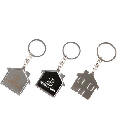 Shiny Chrome Finished House Shape Metal Key Holder w/Split Key Ring