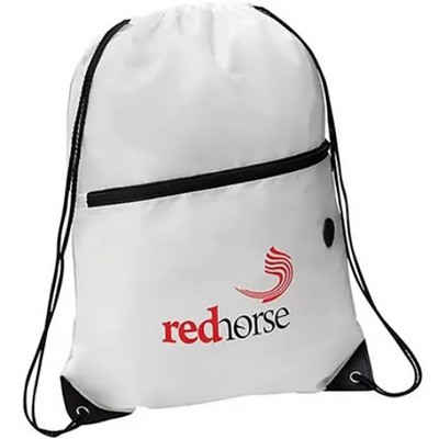 14" x 18" Polyester Zipper Drawstring Backpack