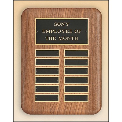 Solid Walnut Perpetual Plaque, 9 x 12", 12 plates