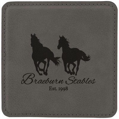 Leatherette Square Coaster - Gray