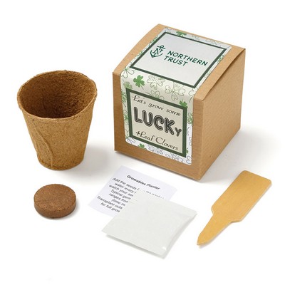 Growables Planter in Kraft Gift Box w/Seeds (Lucky 4 Leaf Clover)