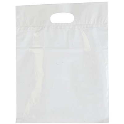 2.0 Mil Low Density Poly Fold Over Die Cut White Merchandise Bag (12"x15")